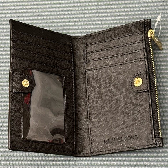 Michael Michael Kors Womens Small Zip Leather Wallet Card Case Jet Set Black NWT - Picture 15 of 17